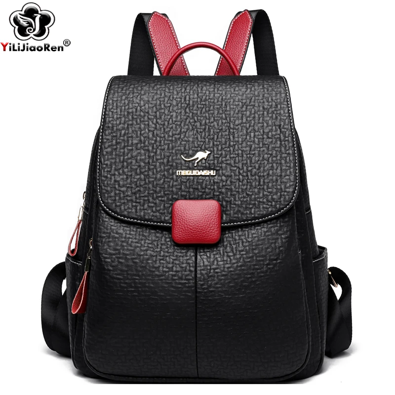 Top Trends: Fashion Backpack Women Brand Leather Back Pack Ladies Shoulder Bag Multifunction Travel Rucksacks Large School Bags For Girls Shoppable Styles