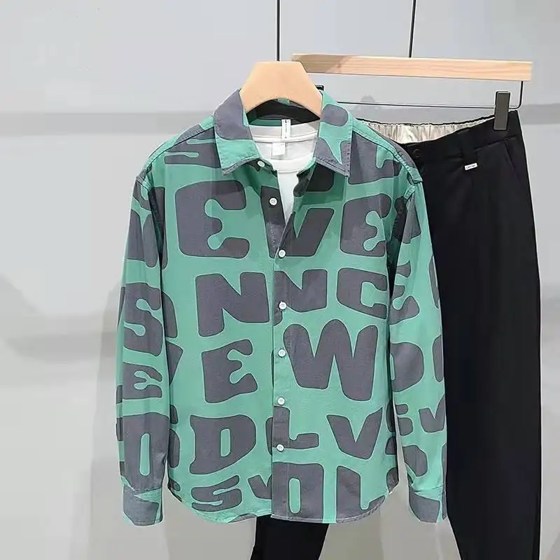 Top Trends: 2023 New Spring And Autumn Youth Fashion Trend Relaxed Leisure Hong Kong Style Letter Printing Small Size Long Sleeve Shirt Coat Shoppable Styles