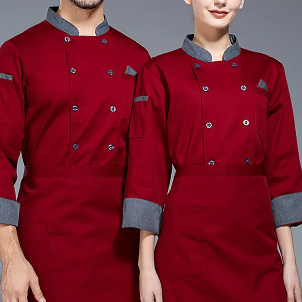 Top Trends: Comfortable Chef Uniform Professional Double-breasted Chef Jacket With Stand Collar Pocket Design Long Sleeve For Restaurant Shoppable Styles