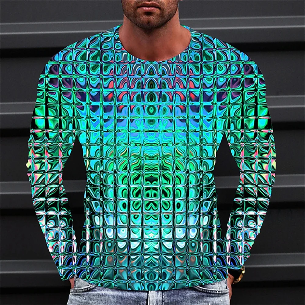 Top Trends: Spring And Autumn Men's Long Sleeve Gradient Illusion Pattern 3d Printed T-Shirt Fashion Modern Style T-Shirt Loose And Casual Shoppable Styles