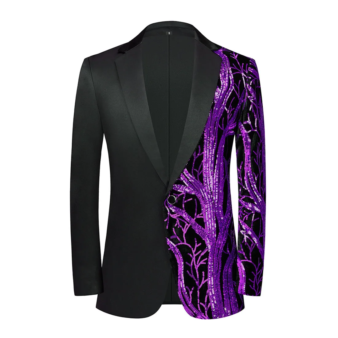 Top Trends: Male Suit Jacket For Wedding Banquet Host Flashing Sequin Splicing Purple Blue Fashion Blazer Elegant Chic Prom Party Men's Coat Shoppable Styles