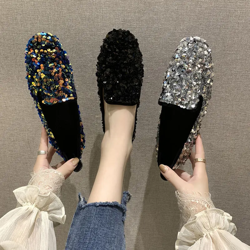 Top Trends: Girls Sparkle Loafers Women Sequin Slip-On Dress Shoes 2020 Designer Pointed Toe Party Moccasins Female Glitter Flat Shoes Shoppable Styles