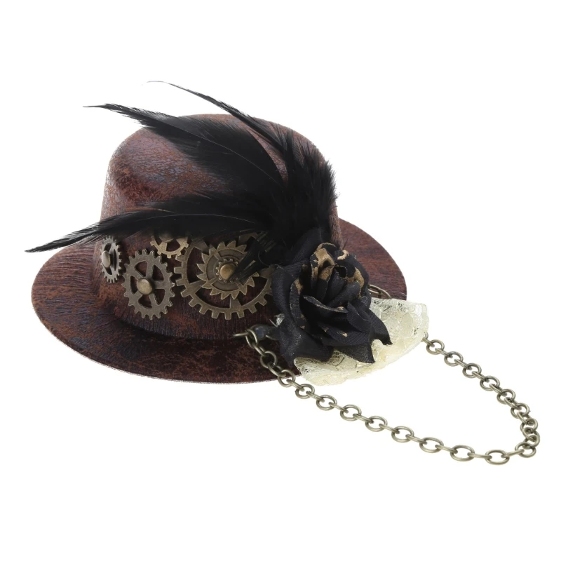 Top Trends: Steampunk Victorian Gears Mini Top Hat Gothic Cap Hair Clip Bowler For Women Halloween Photography Costume Accessories Shoppable Styles