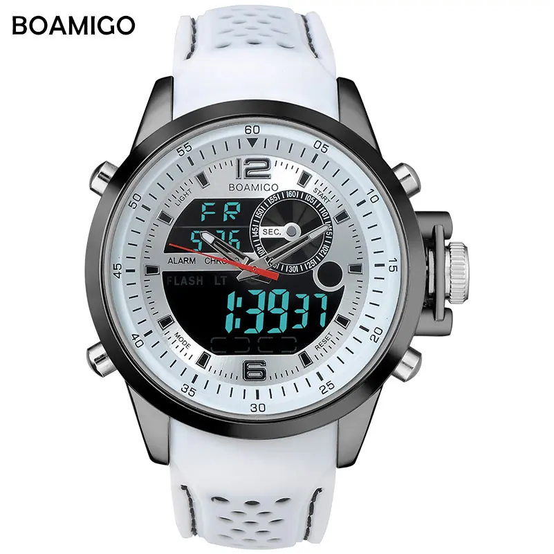 Top Trends: BOAMIGO Brand Men Sports Watches Dual Time Digital Watch Rubber Analog Quartz Watch Swim Chronograph Wristwatches Reloj Hombre Shoppable Styles