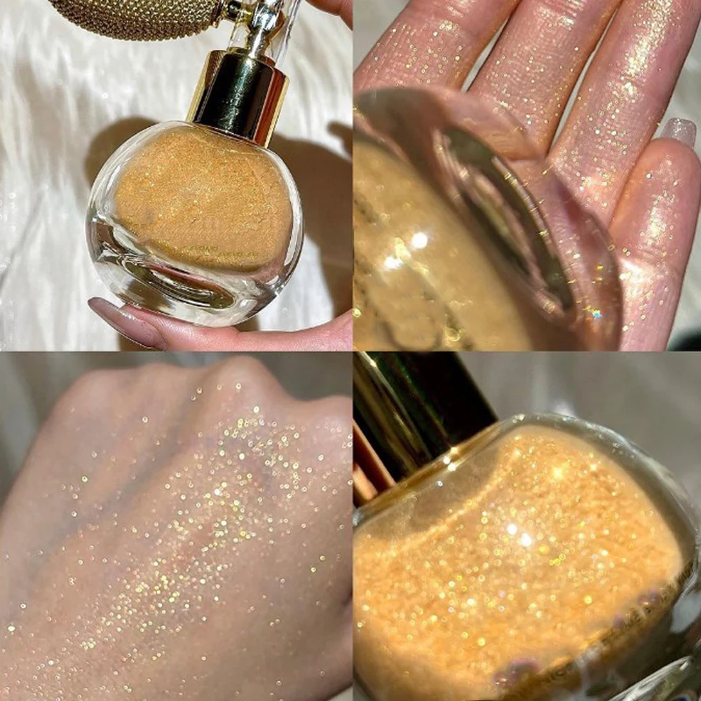 Top Trends: 4 Colors Highlighter Powder Spray Shimmer Sparkle Powder Makeup For Face Body Pearlescent Brighten White Body High Gloss Glitter Shoppable Styles