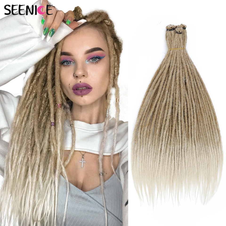 Top Trends: Handmade Dreadlock Synthetic Extensions Straight Crochet Braiding Natural Hair For Afro Women And Men Ombre Black Brown SEENICE Shoppable Styles