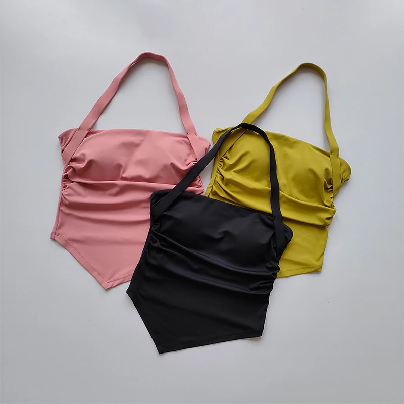 Top Trends: The New Summer-style Fixed-style Chest Pad Hanging Neck Scarf Hem Sports Bra Sexy Outer Running Wear Yoga Fitness Underwear Shoppable Styles