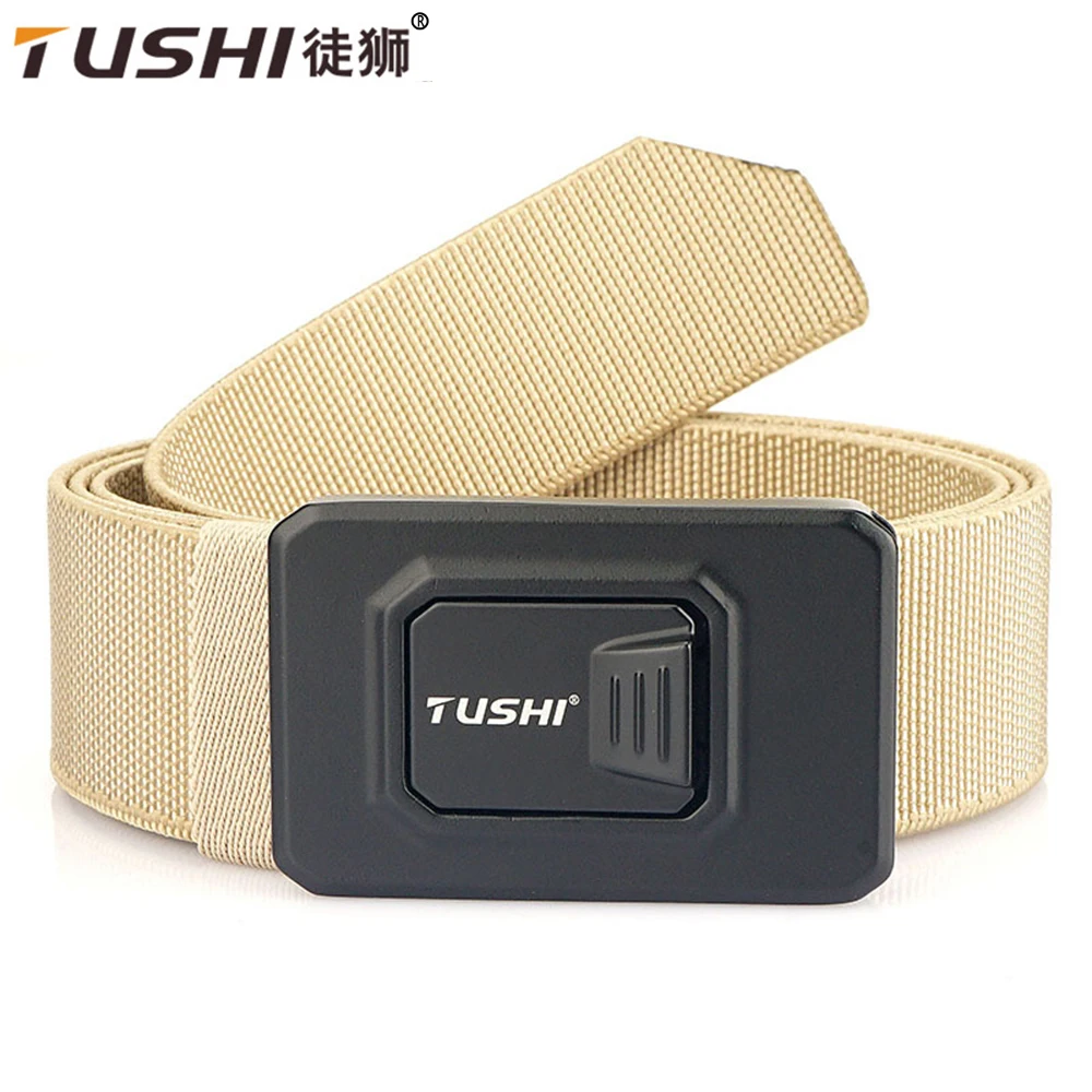 Top Trends: TUSHI Aluminum Alloy Quick Release Pluggable Buckle Elastic Belts For Men Durable Tactical Belt Cowboy Outdoor Army Belt Hunting Shoppable Styles