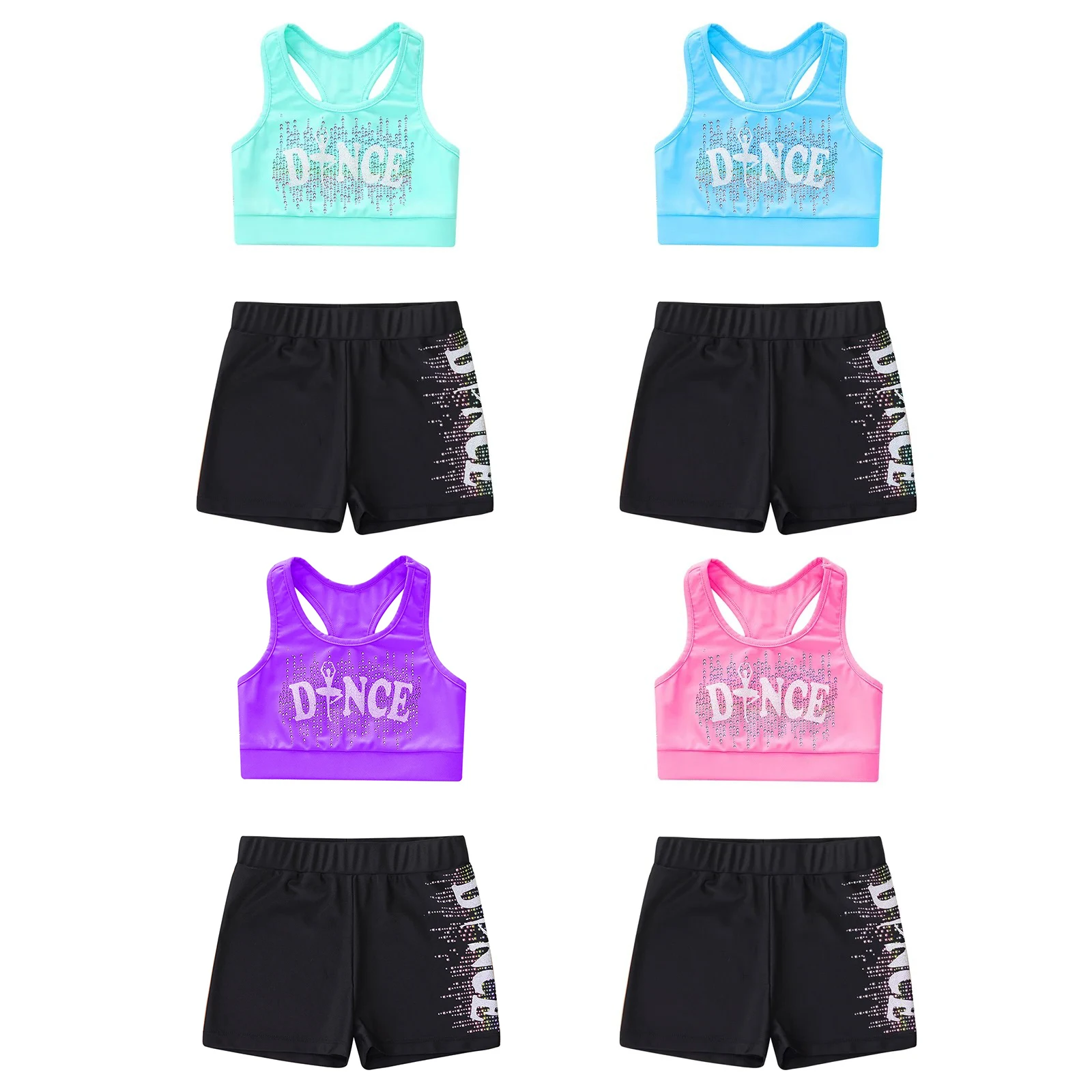 Top Trends: Kids Girls Ballet Modern Dance Suit Sleeveless Crop Tank Top Vest+ Shorts Sets For Yoga Gymnastic Workout Sport Jazz Dancewear Shoppable Styles