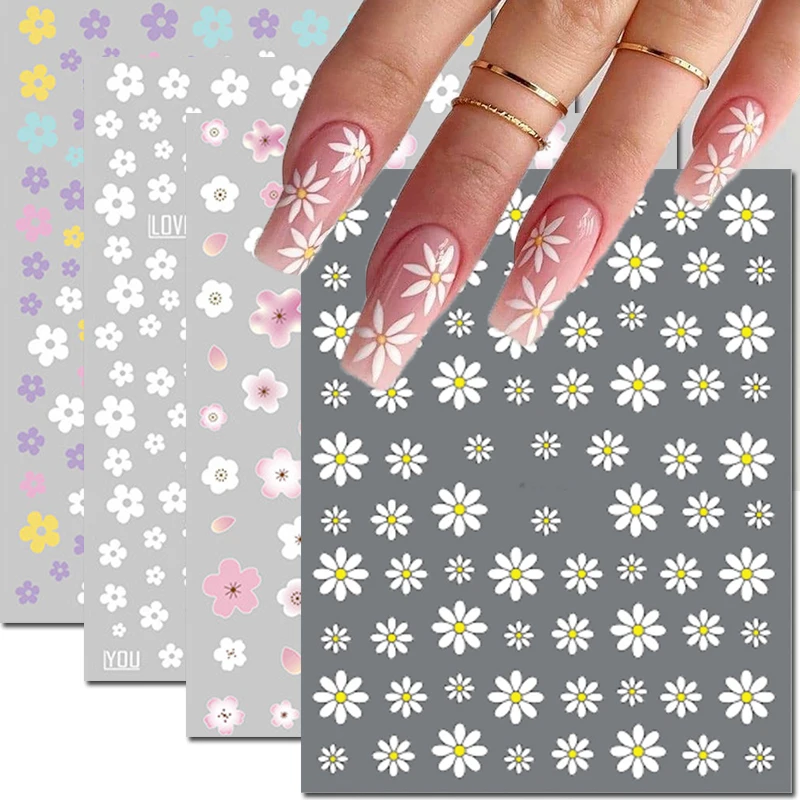 Top Trends: 3d Nail Art Decals Summer Daisy Fruits White Florals Petals Flowers Adhesive Sliders Nail Stickers Decoration For Nail Manicure Shoppable Styles