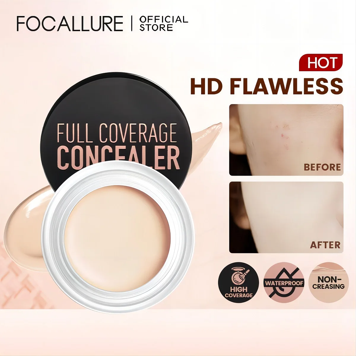 Top Trends: FOCALLURE Waterproof Full Coverage Concealer Cream Long-lasting Oil-control Moisturizing Lightweight Foundation Makeup Cosmetics Shoppable Styles