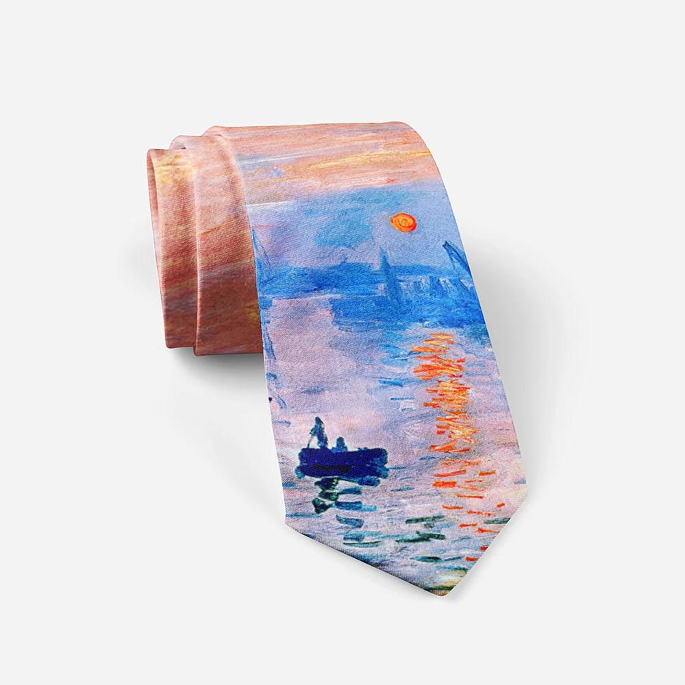 Top Trends: Fashion 8cm Wide Polyester Ties Oil Painting The Scream Sailboat Cat Funny Necktie Leisure Party Wedding Shirt Suits Accessories Shoppable Styles - Image 4