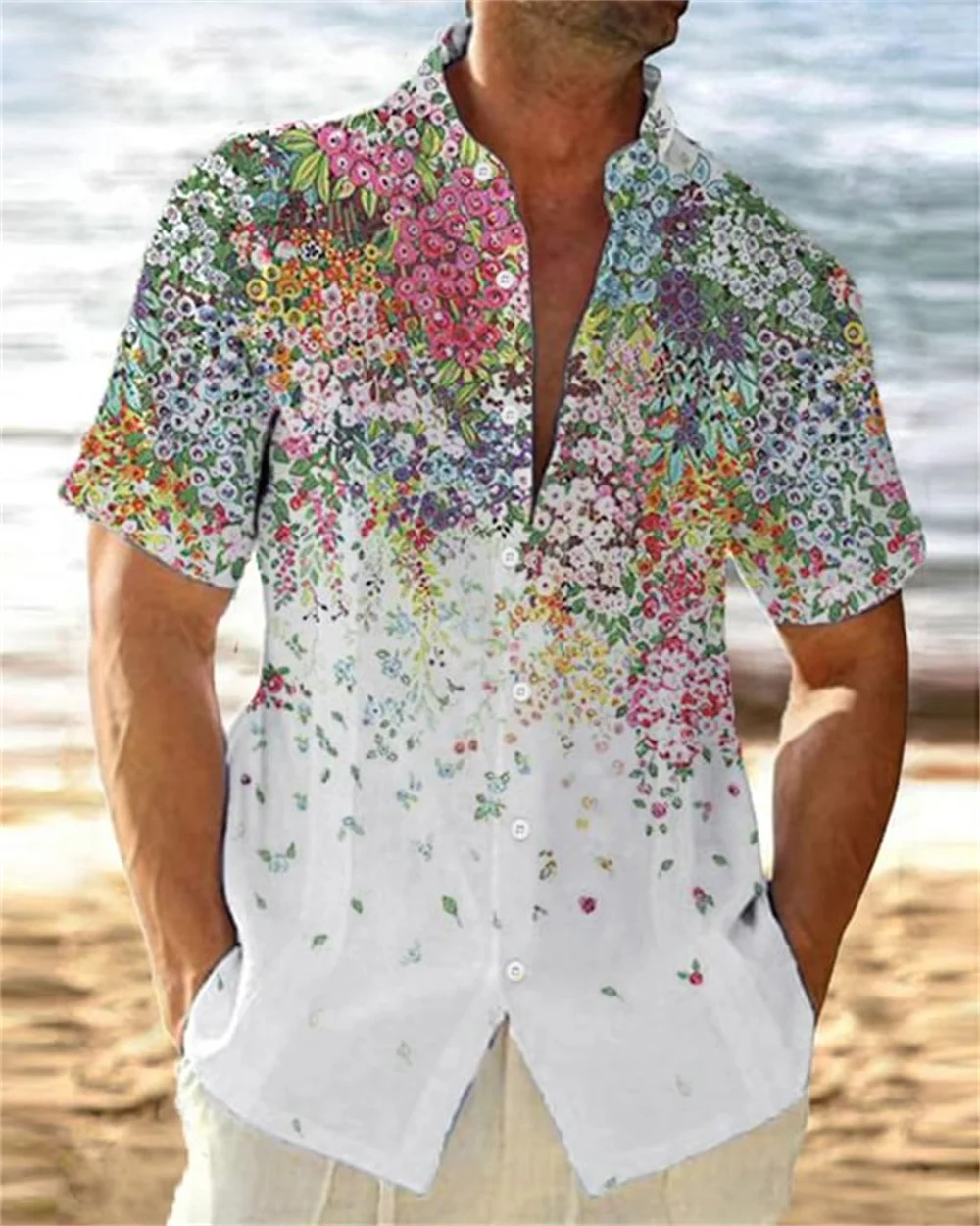 Top Trends: 2023 New Summer Men's High Quality Short Sleeve Single Breasted Shirt Creative Flower Print Pattern Designer Casual Beach Top Shoppable Styles