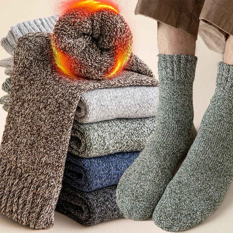 Top Trends: Thicken Wool Socks Men High Quality Towel Keep Warm Winter Socks Cotton Christmas Gift Socks For Man Thermal Against Cold Sock Shoppable Styles