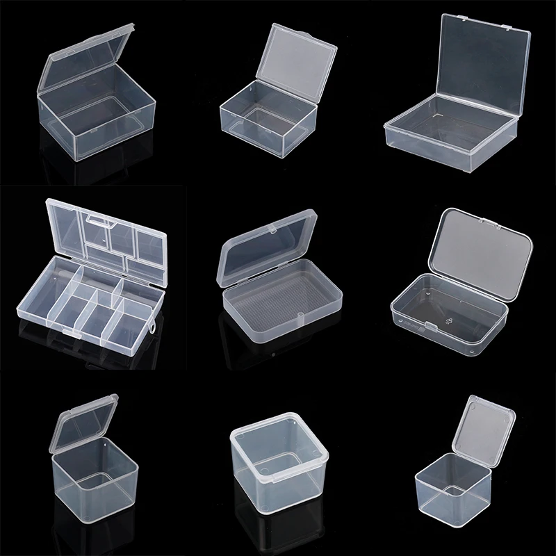 Top Trends: 1Pcs New Transparent Storage Boxes With Lid Rectangle Plastic Small Collection Container Case Cards Jewelry Square Organizer Shoppable Styles