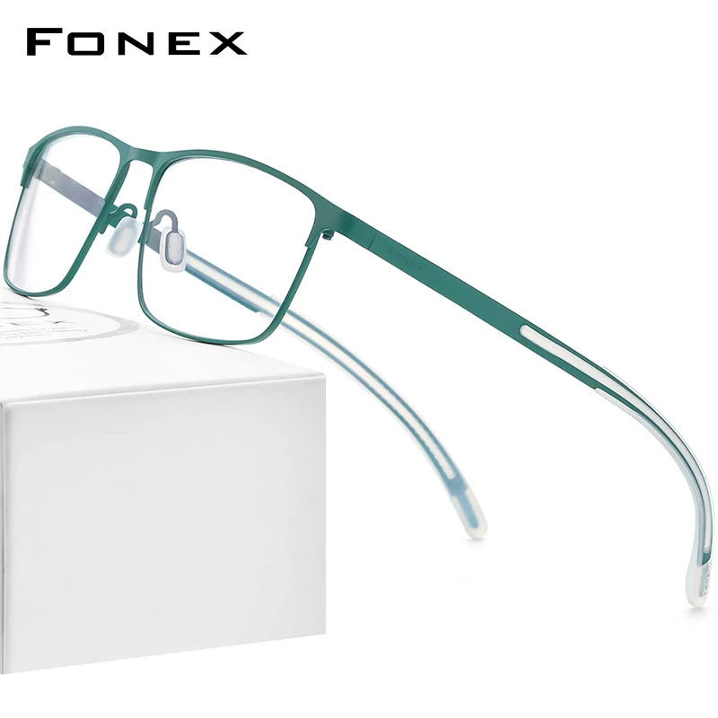 Top Trends: FONEX Pure Titanium Glasses Frame Men Square Myopia Optical Prescription Eyeglass Frame 2023 New Antiskid Silicone Eyewear 8521 Shoppable Styles