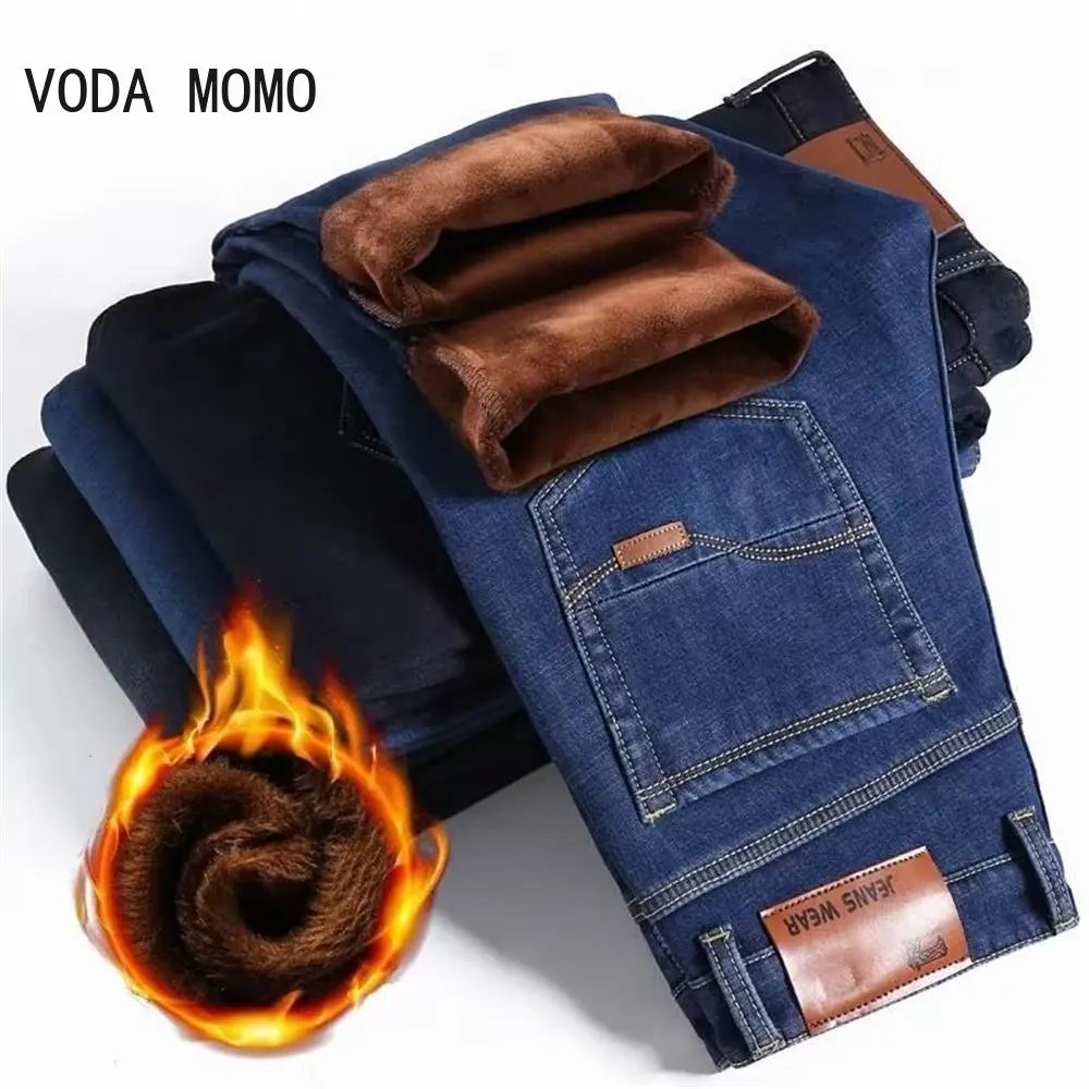 Top Trends: Brand Men Jeans Winter Jeans Flannel Stretch High Quality Jean Trousers Men Casual Fashion Pants Men 2023 Men&#039;s Pants Jeans Men Shoppable Styles