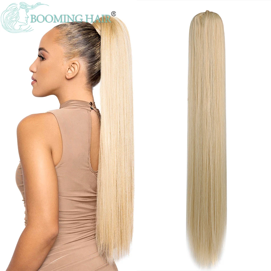 Top Trends: Long Straight Ponytail Drawstring Pony Tail Synthetic 30inch Clip In Hair Extensions For Women Heat Resistant Fake Hair Shoppable Styles