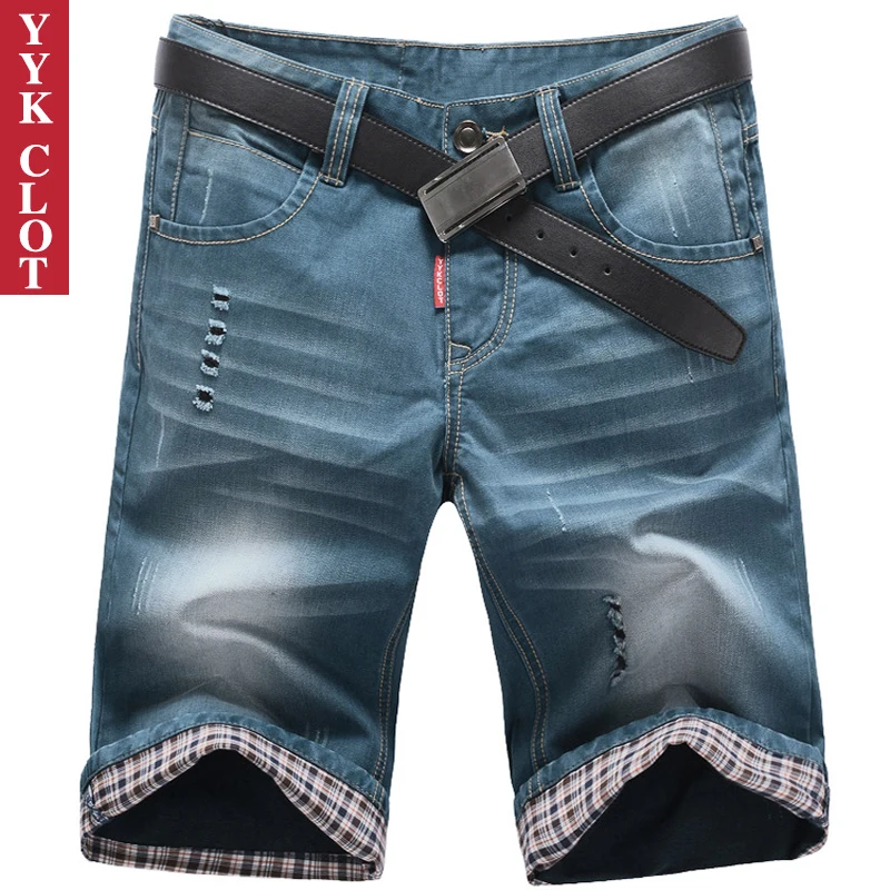 Top Trends: High Quality Brand Clothes Summer Cotton Short Mens Jeans Fashion Casual Pants Male Slim Fit Ripped Denim Shorts Men Jean Man Shoppable Styles