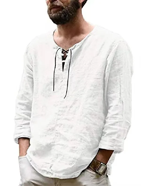 Top Trends: New Linen Shirt Men&#039;s Casual Blouse Cotton Loose Tops Long Sleeve Tee Shirt Spring Autumn Casual Handsome Men Shirts Shoppable Styles