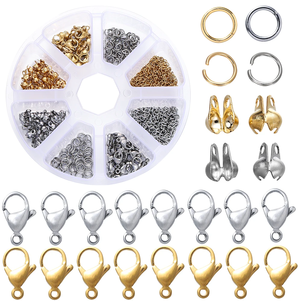 Top Trends: Stainless Steel Lobster Clasps Open Jump Rings Crimp Beads Caps For Diy Bracelet Necklace Supplies Jewelry Making Kit Set Box Shoppable Styles