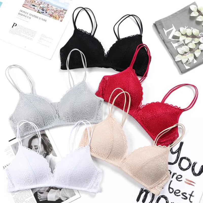 Top Trends: Women Seamless Bras Sexy Lace Wireless Bralette Solid Color Female Underwear Girl Push Up Lingerie Brassiere A B Cup Tube Top Shoppable Styles