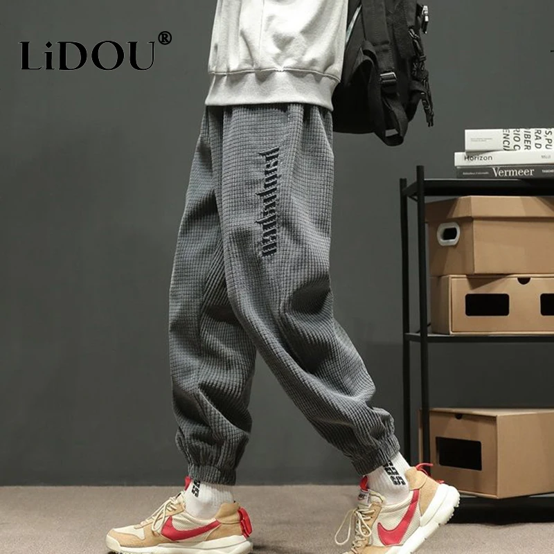 Top Trends: Spring Autumn New Fashion Solid Color Korean Casual Sweatpants Man Loose Letter Embroidery Chic Male Trousers Streetwear Clothes Shoppable Styles