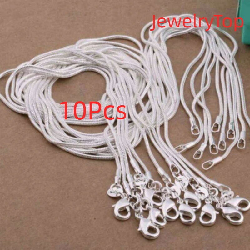 Top Trends: JewelryTop 10pcs Lot 40-75cm 925 Sterling Silver 1MM Snake Chain Necklace For Women Men Fashion Party Wedding Jewelry Gifts Shoppable Styles