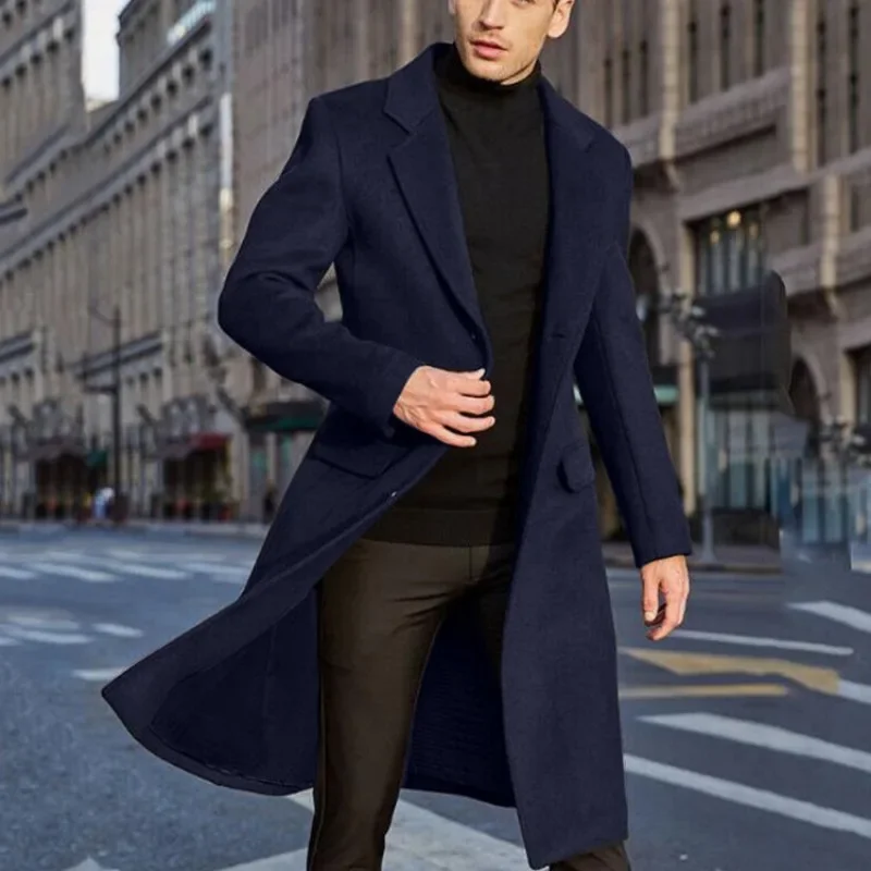 Top Trends: 5 Colors 2023 Autumn / Winter New Men's Long Woolen Windbreaker Warm Fit Coat Single Breasted Coats Trench Coat Men Shoppable Styles