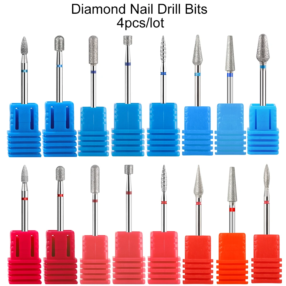 Top Trends: 4pcs / lot Diamond Cutters For Manicure Russian Nail Drill Bits Cuticle Burr Milling Cutter For Pedicure Nails Accessories Tools Shoppable Styles