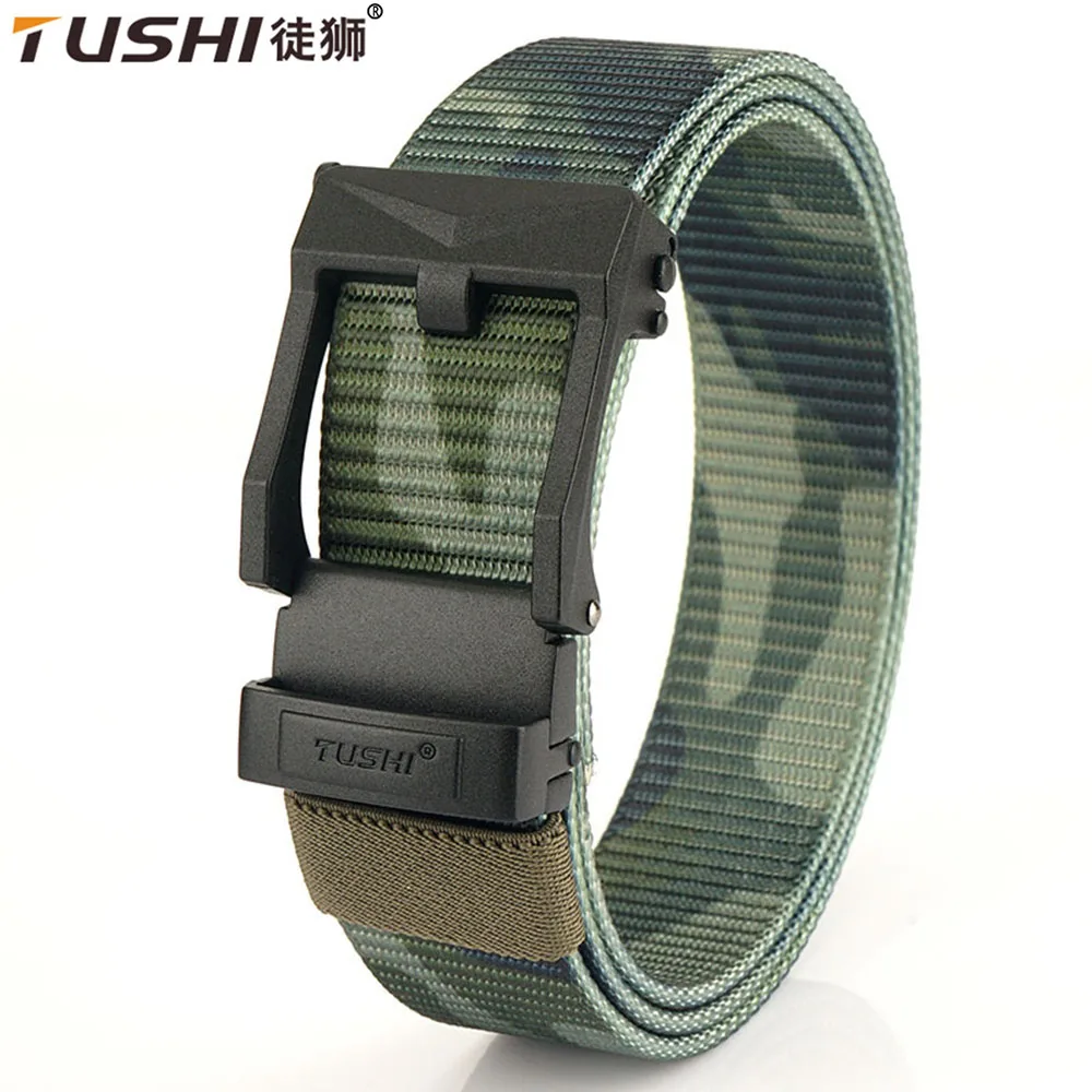 Top Trends: TUSHI New Belts Quality Genuine Luxury Leather Belt For Men Wear-resistant Nylon Cowboy Adjustable Metal Automatic Buckle Belt Shoppable Styles