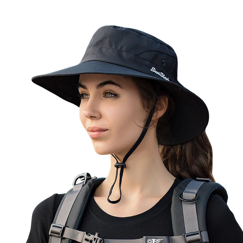 Top Trends: Women Summer Adjustable Bucket Hat With A Ponytail Hole Girls Sun Protection Hiking Cap Parent-child Outdoor Wide Brim Headgear Shoppable Styles