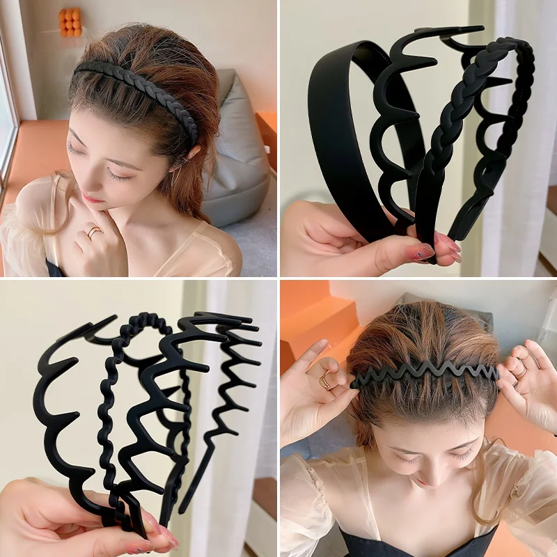 Top Trends: AISHG 3Pcs / set New Men's Fashion Hairband Black Acrylic Large Hair Hoop Hair Accessories For Women Headwear Shoppable Styles