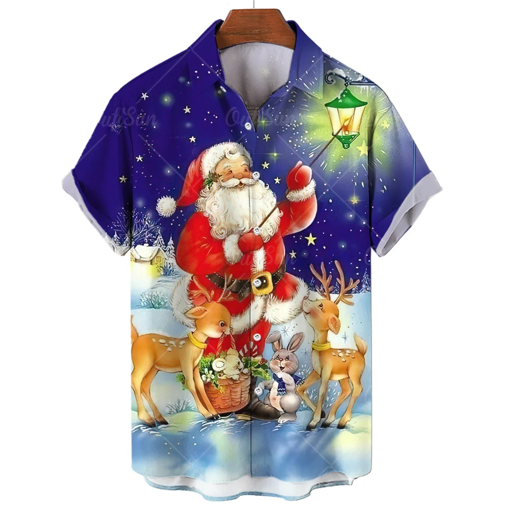 Top Trends: Santa Claus Shirt For Men Christmas Printed Summer Casual Tops Loose Oversized Shirt Beach Party Short Sleeved Shirts And Blouse Shoppable Styles - Image 3