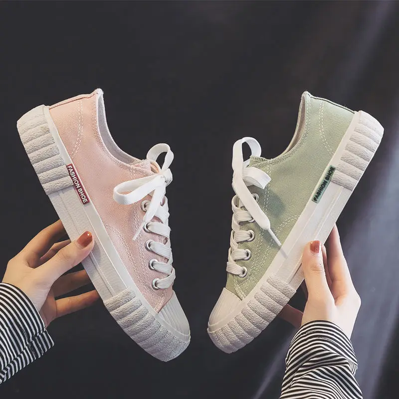 Top Trends: 2023 Basic Sleek Canvas Sneakers Fashion Autumn Solid Color Woman Flats Casual Students Daily Wear Vintage Ladies Footwear Shoppable Styles