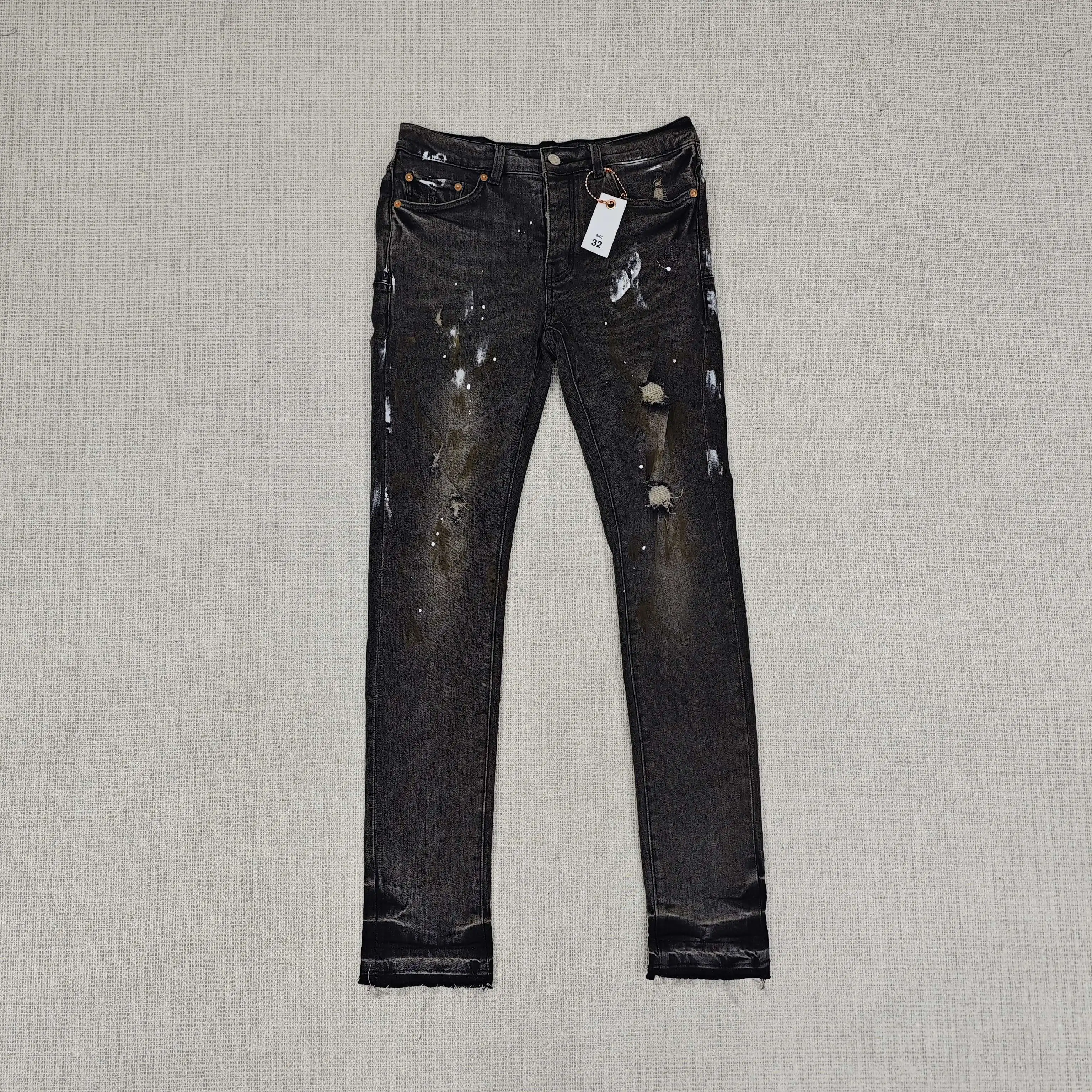 Top Trends: Purple Black Dirty Vintage White Paint Low Rise Skinny Jeans Shoppable Styles