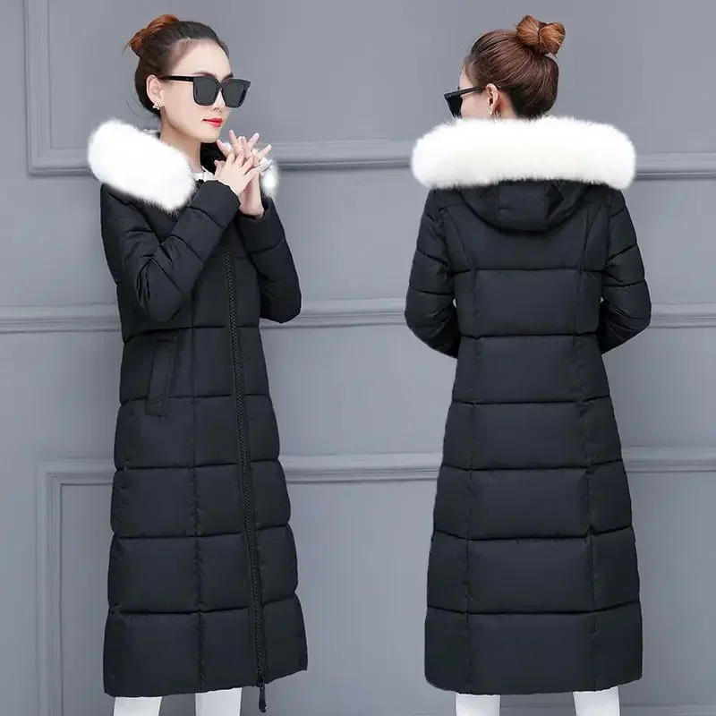 Top Trends: Fashion Winter Womens Cold Coat Long Fur Collar Hooded Padded Jacket Super Hot Snow Outercoat Slim Fit Keep Warm Cheap Wholesale Shoppable Styles - Image 2