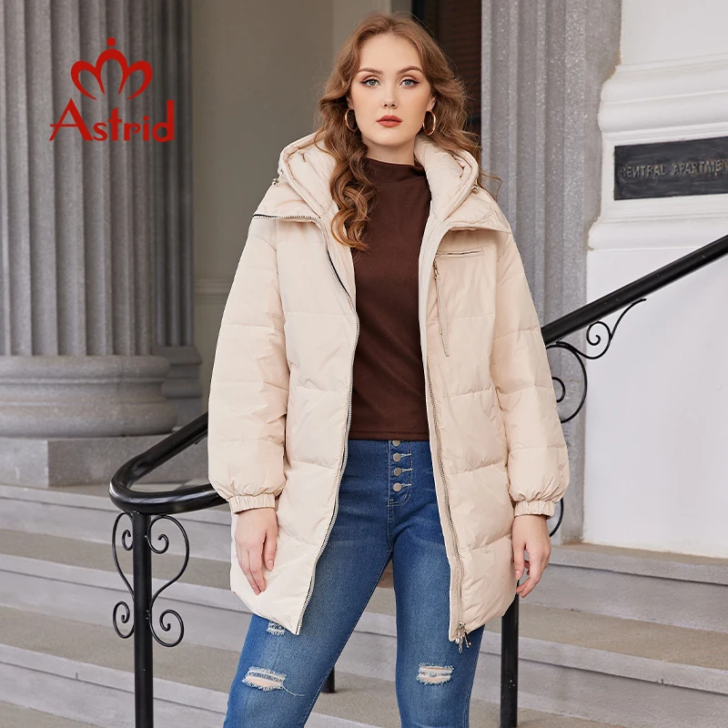 Top Trends: Astrid New Winter Clothes Women Loose Mid-Long Fashion Down Jacket Women&#039;s Parka Plus Size Hooded Simple Casual Quality Jackets Shoppable Styles