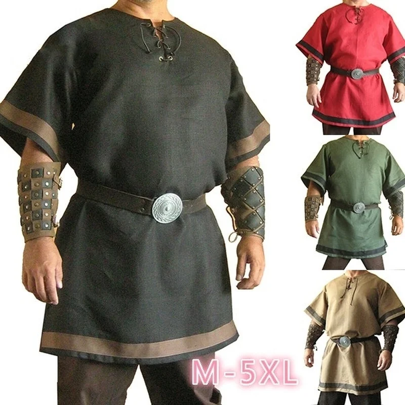 Top Trends: Medieval Viking Red Color Renaissance Tunic Costume For Armor Reenactment LARP No Belt Or Wrist Guard Shoppable Styles