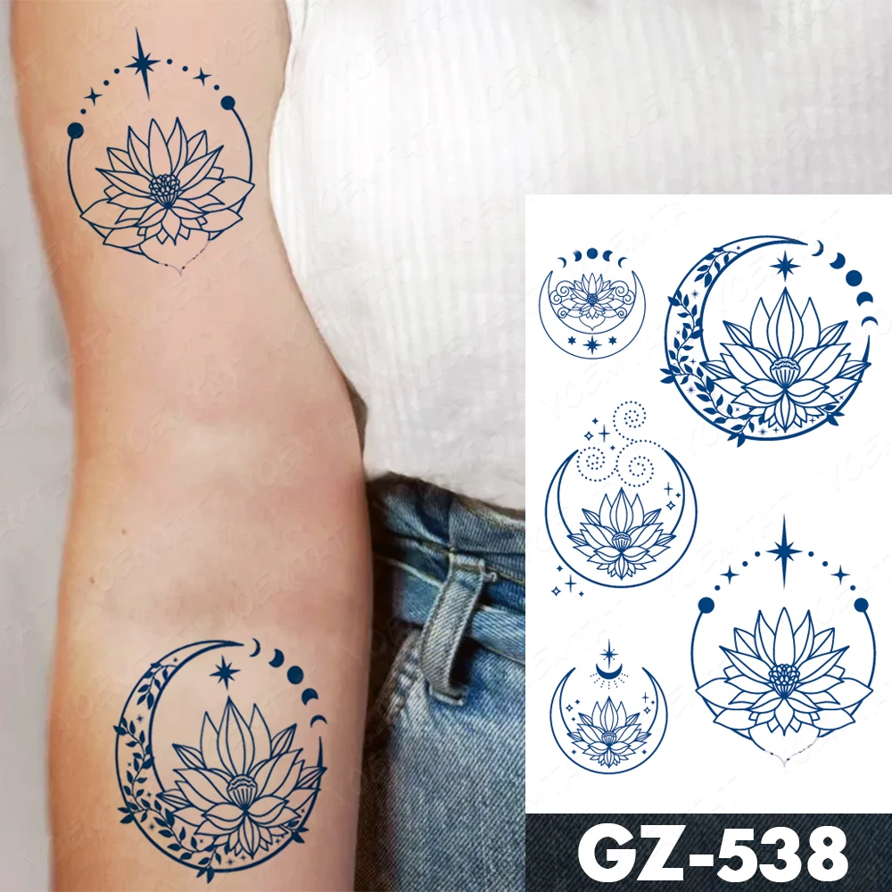 Top Trends: Semi-Permanent Waterproof Temporary Tattoo Stickers Peony Moon Henna Totem Lasting Ink Tatto Women Body Art Herbal Fake Tattoos Shoppable Styles - Image 3