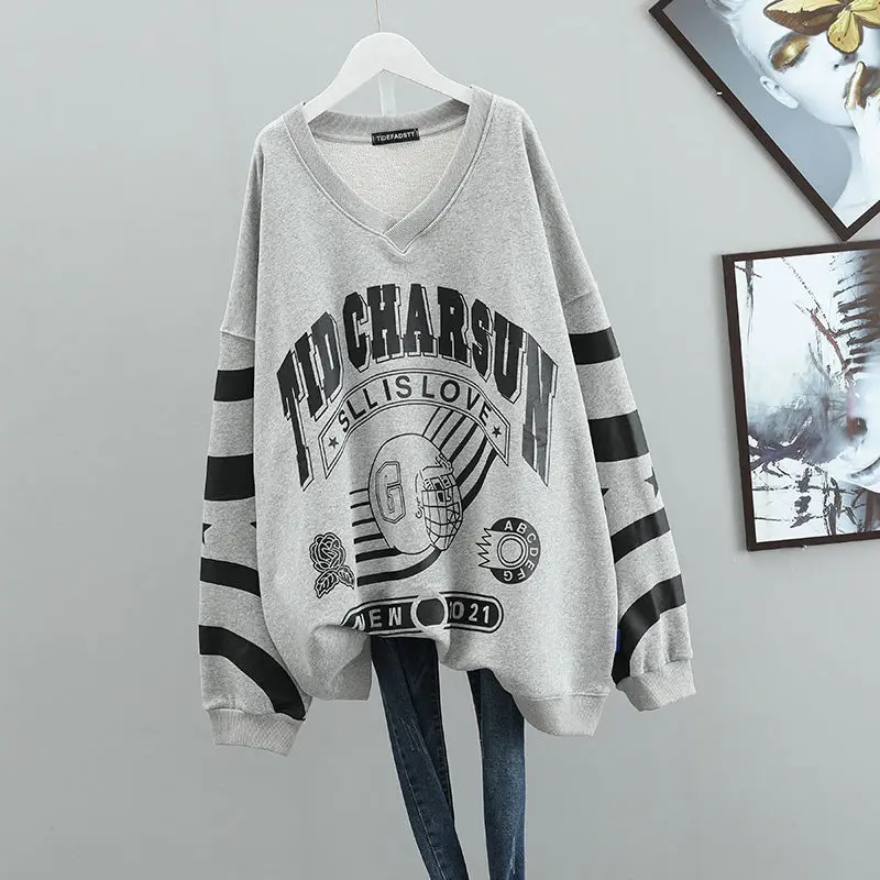 Top Trends: Casual Oversized Letter Print Hoodies Sweatshirts Spring Autumn Long Sleeve Loose Pullovers Top Vintage Fashion Women Clothing Shoppable Styles