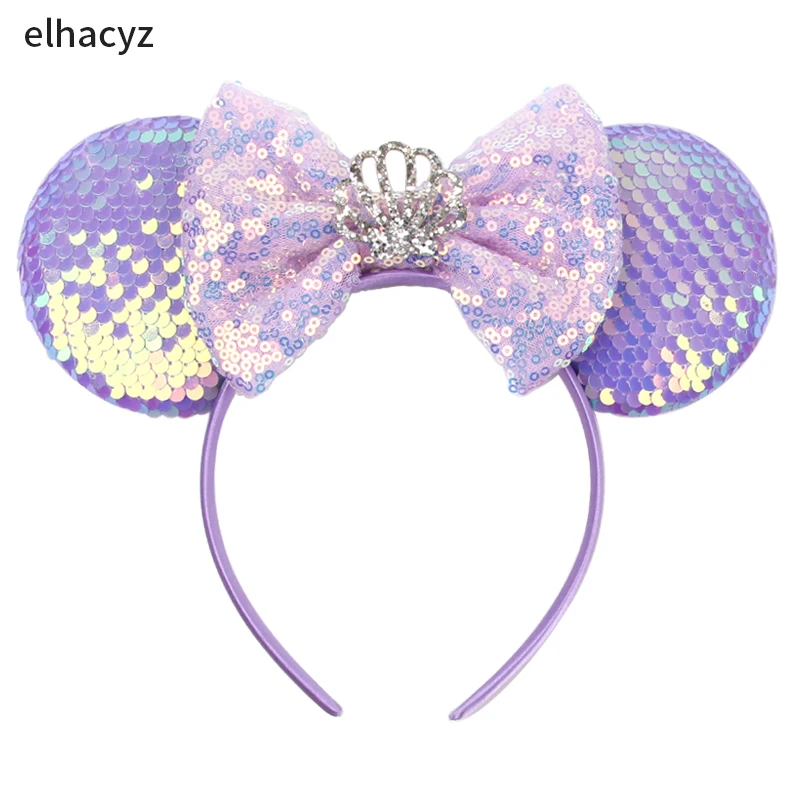 Top Trends: Mouse Ear Hairband For Girls 5" Hair Bows Big Flip Sequins Ears DIY Kids Hair Accessories Headband Boutique Mujer Shoppable Styles