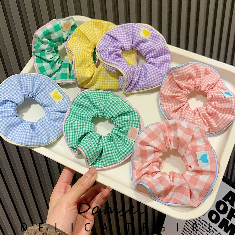 Top Trends: 2023 Kawaii Plaid Scrunchies Women Girls Child Cute Elastic Hair Rubber Bands Accessories Tie Hair Ring Rope Headdress Ornament Shoppable Styles