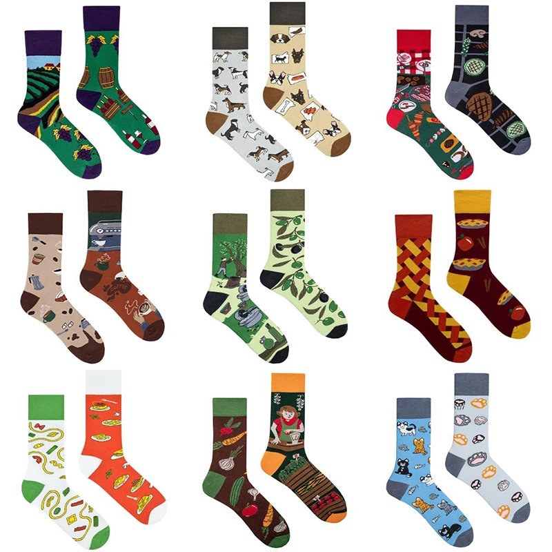 Top Trends: 2023 New Creative Irregular AB Style Unisex Socks For Men Women Cotton Funny Crew Socks Street Fashion Socks Gifts Wholesale Shoppable Styles