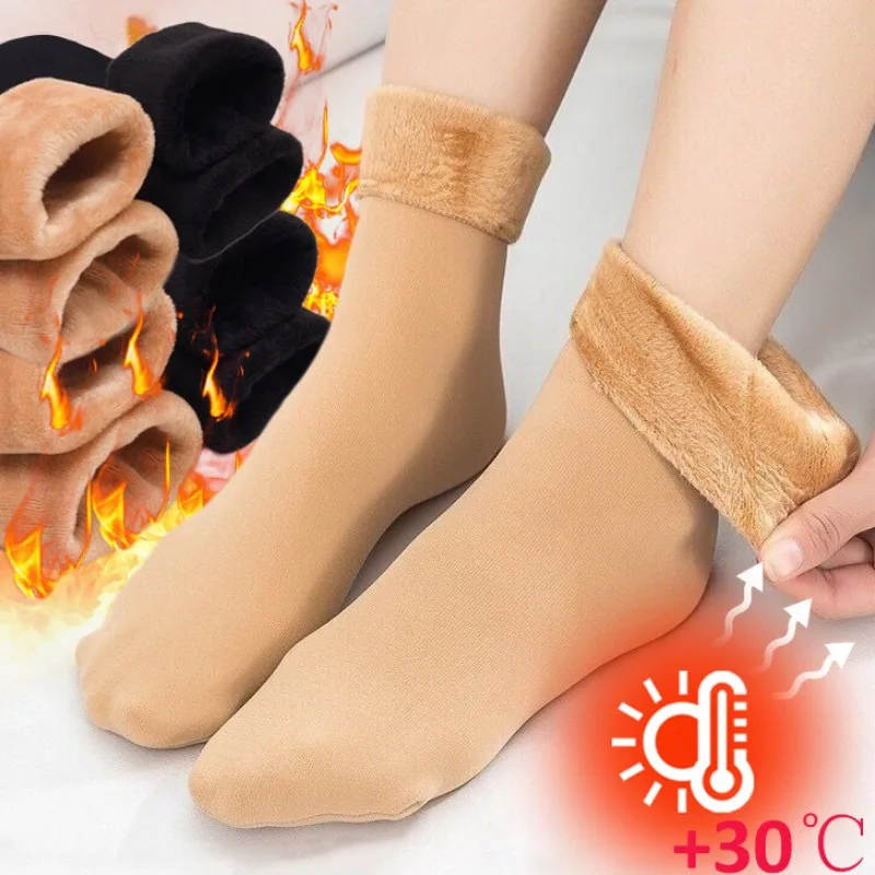 Top Trends: Women Winter Thicken Warm Socks Solid Color Nylon Thermal Snow Boots Floor Sleeping Socks For Men Soft Velvet Wool Cashmere Sock Shoppable Styles