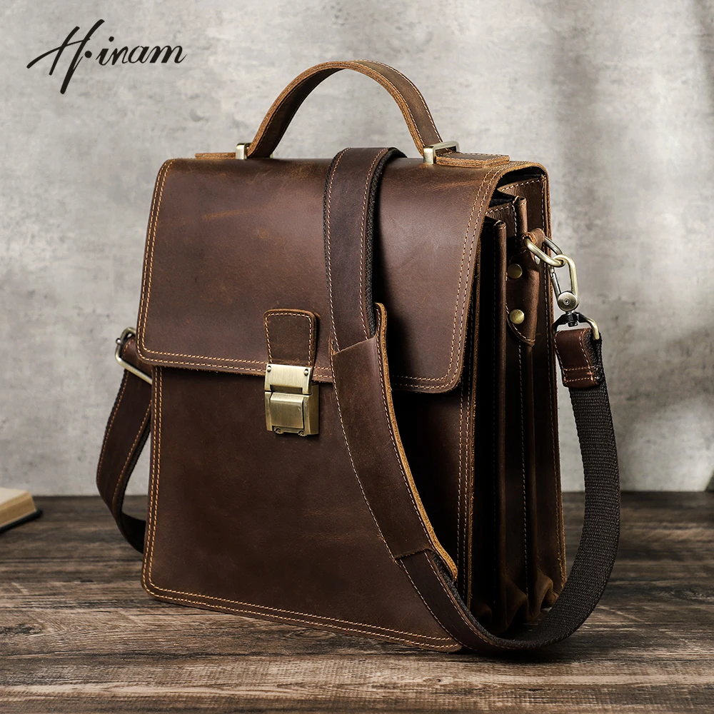 Top Trends: Vintage Genuine Leather Men Bags Shoulder Crossbody Luxury Designer Handbag Messenger Tote Cross Body Bag 11&quot; Tablet Tote Bag Shoppable Styles