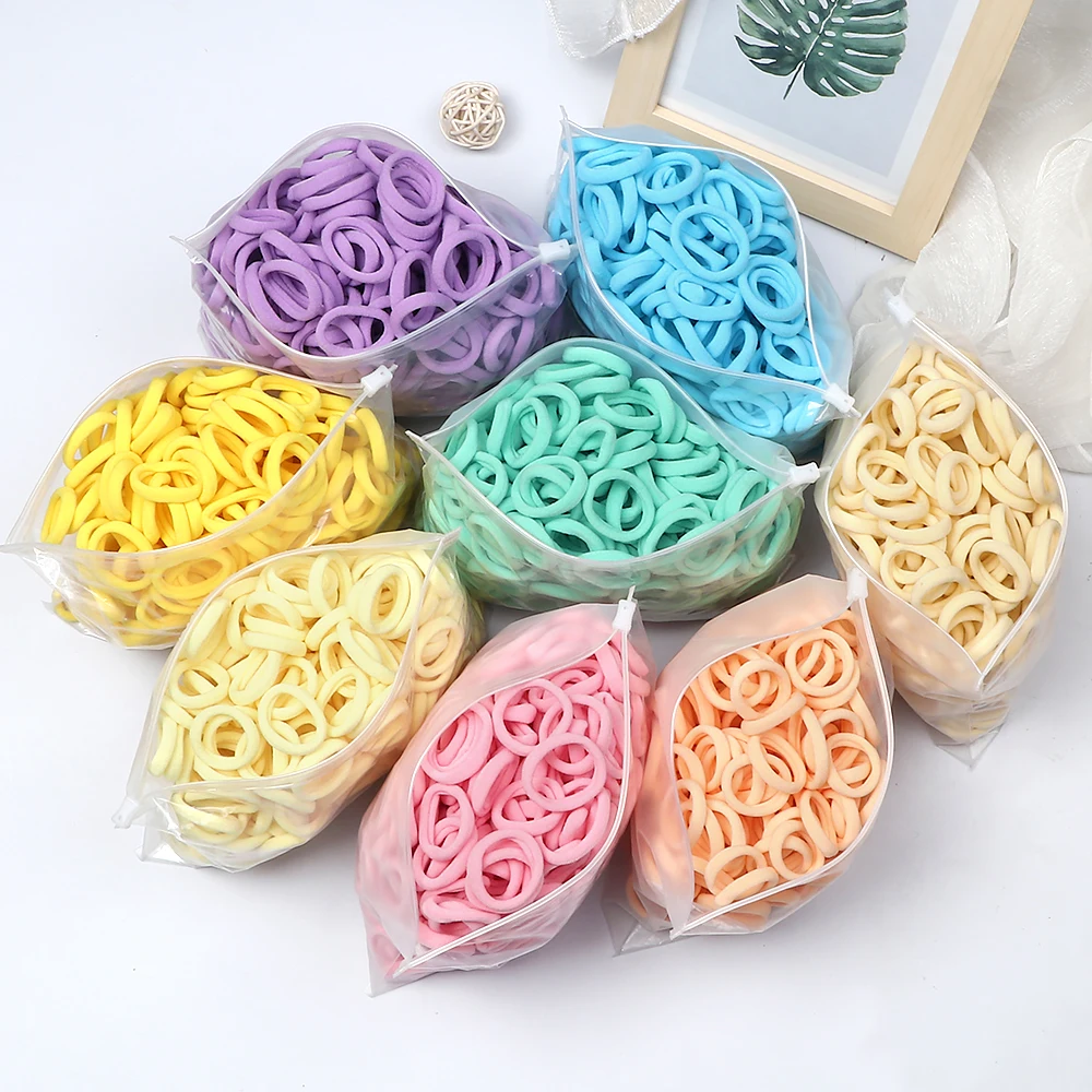 Top Trends: 50 / 100PCS / Set Girls Small 3cm Elastic Hair Bands Colorful Children Nylon Scrunchie Headband Kid Ponytail Holder Hair Accessories Shoppable Styles