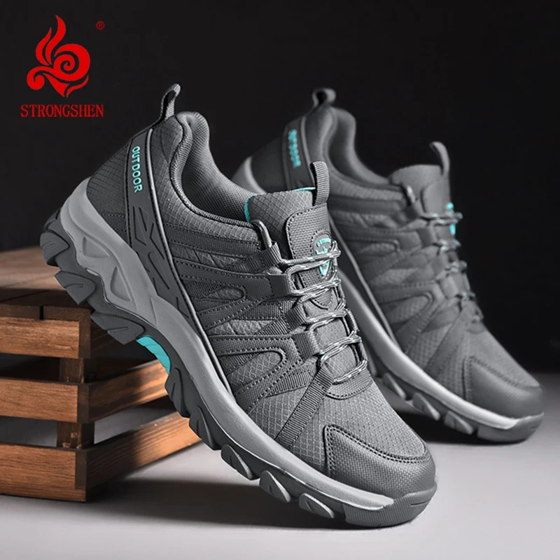 Top Trends: STRONGSHEN New Men Outdoor Hiking Shoes Sport Tourist Trekking Sneakers Wear-Resistant Mountain Climbing Trail Jogging Shoes Shoppable Styles