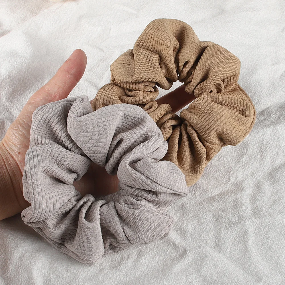 Top Trends: Winter Corduroy Knitted Large Scrunchies Elastic Hair Bands Women Girls Stripe Fabric Ponytail Holder Hair Ties Hair Accessories Shoppable Styles - Image 3