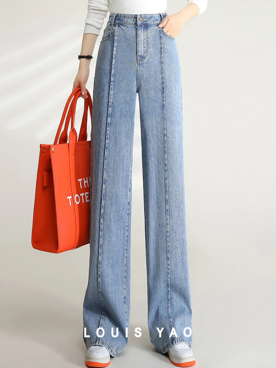 Top Trends: LOUIS YAO High Waisted Jeans Loose Fit Floor Full Length Women's Pants Autumn Stylish Fashionable Design Women's Denim Trousers Shoppable Styles